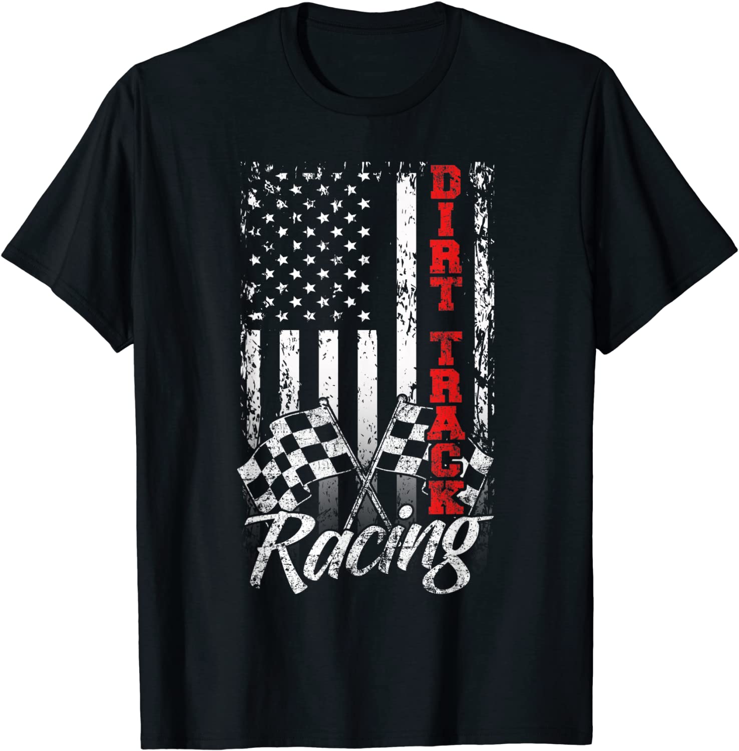 American Flag Dirt Track Racing Car Bike Driver Racer Gift T-Shirt