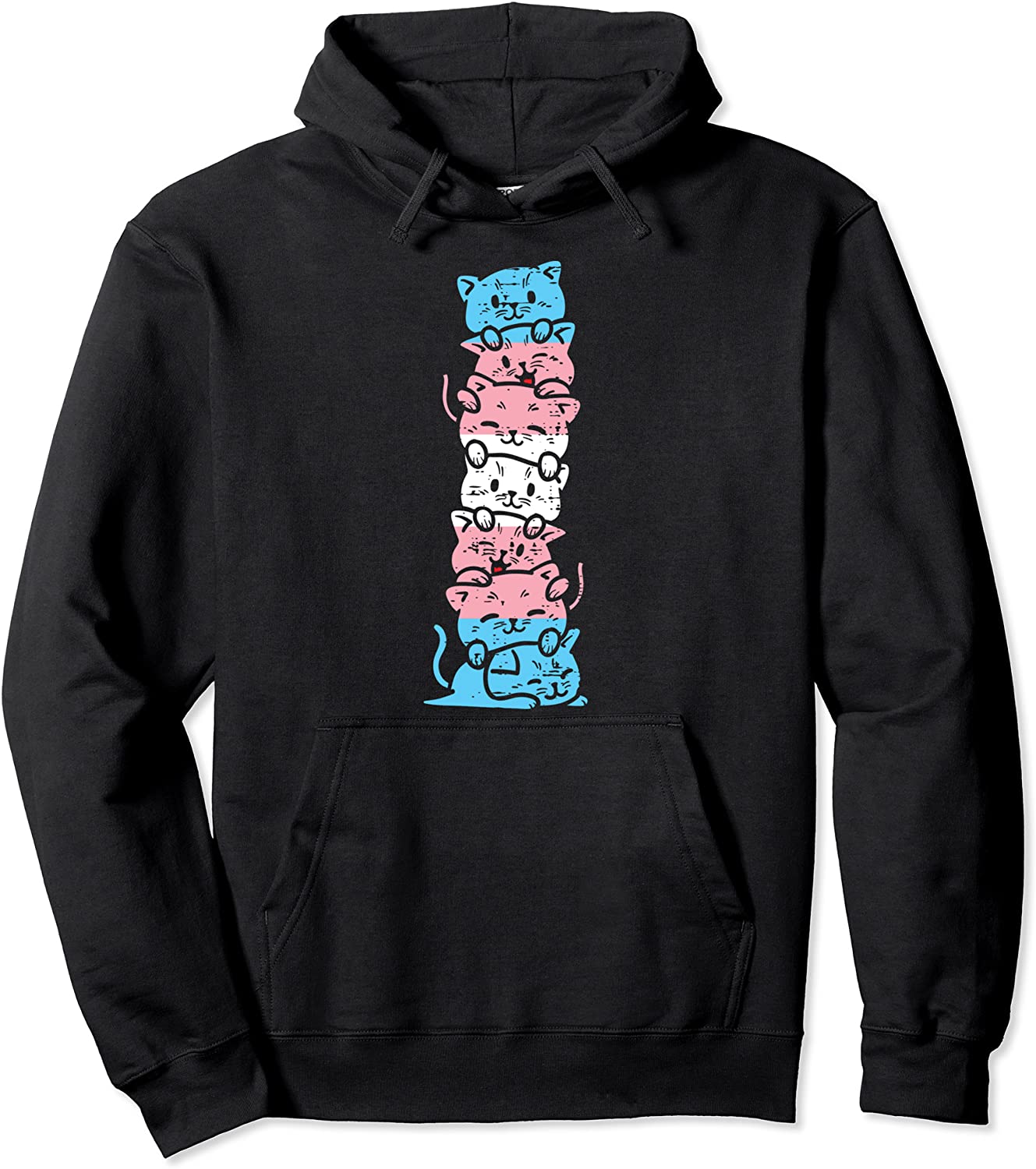 Transgender Cat Stack Cute Trans Pride Flag LGBT Animal Gift Pullover Hoodie