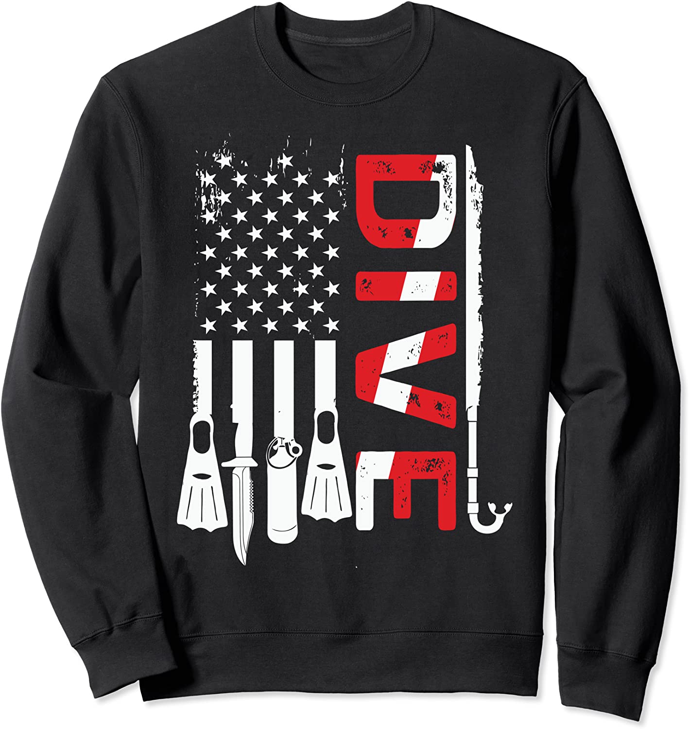 Vintage Scuba Diving Gear American Scuba Diver Down Flag Sweatshirt