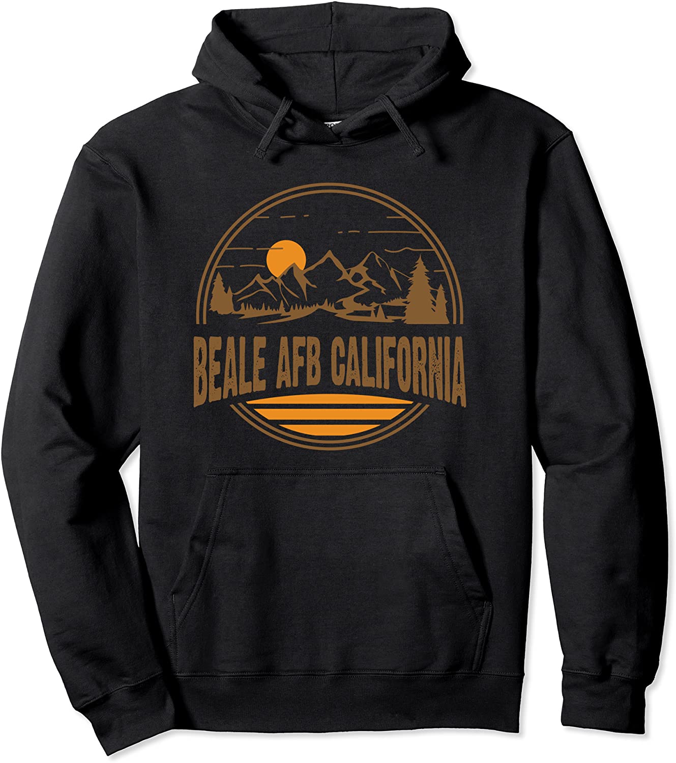 Vintage Beale AFB California Mountain Hiking Souvenir Print Pullover Hoodie