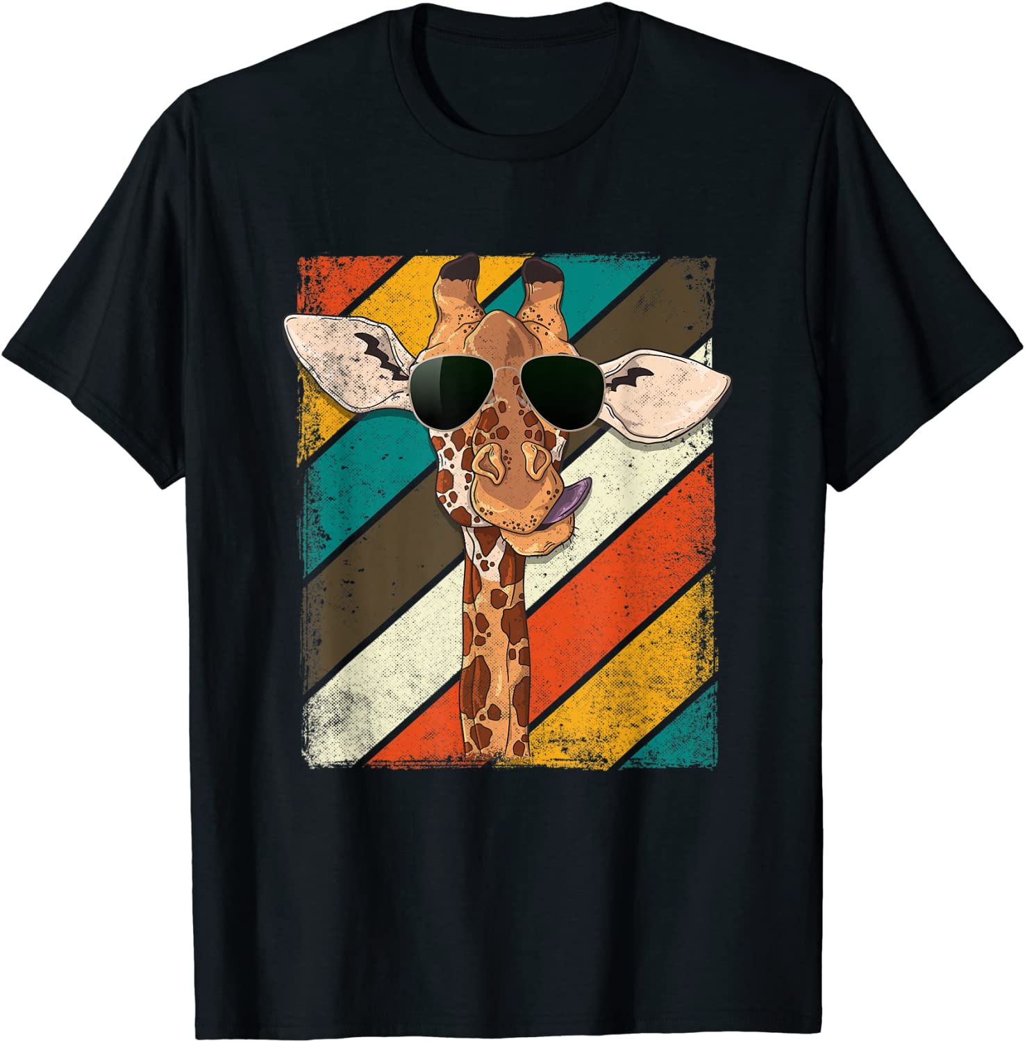 Retro Vintage Giraffe Sunglasses Gift Funny Animal Lover T-Shirt