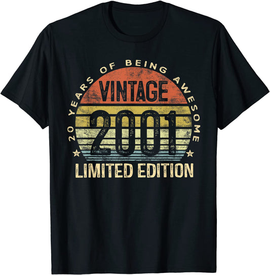 20 Year Old Gifts Vintage 2001 Limited Edition 20th Birthday T-Shirt