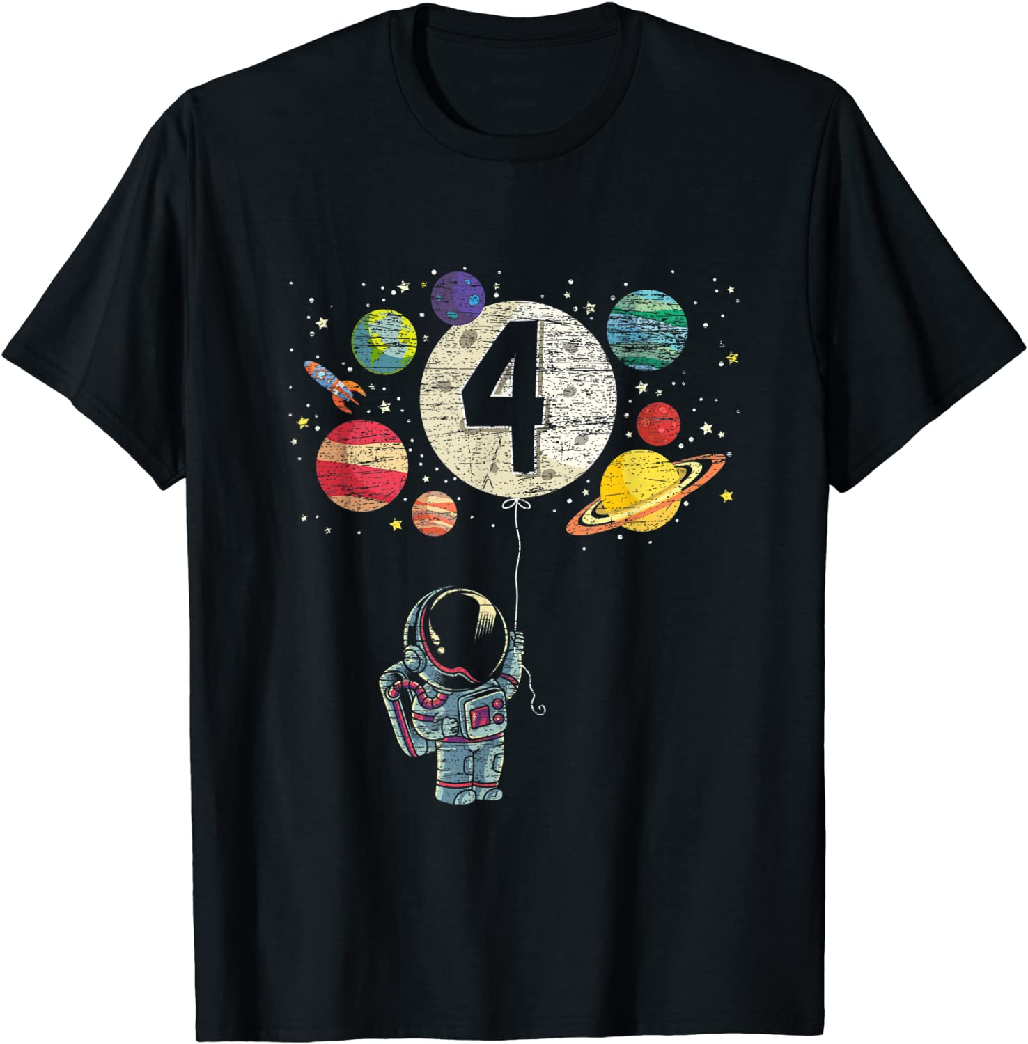 4 Years Old Birthday Boy Gifts Astronaut 4th Birthday T-Shirt
