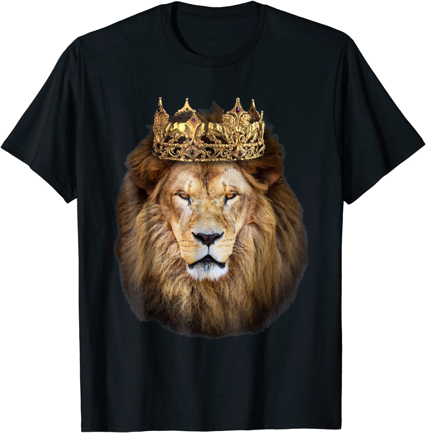 Lion Head Golden Crown Art Canvas King T shirt