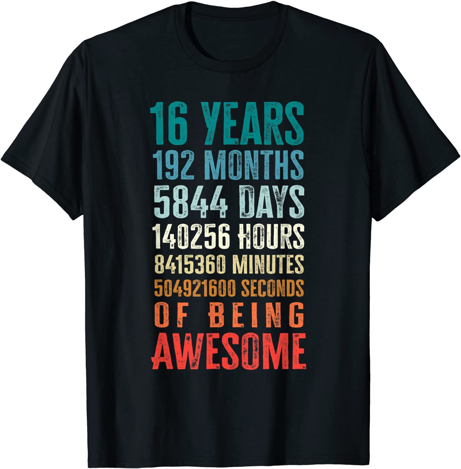 16 Years 192 Months Of Being Awesome 16th Birthday Gifts T-Shirt