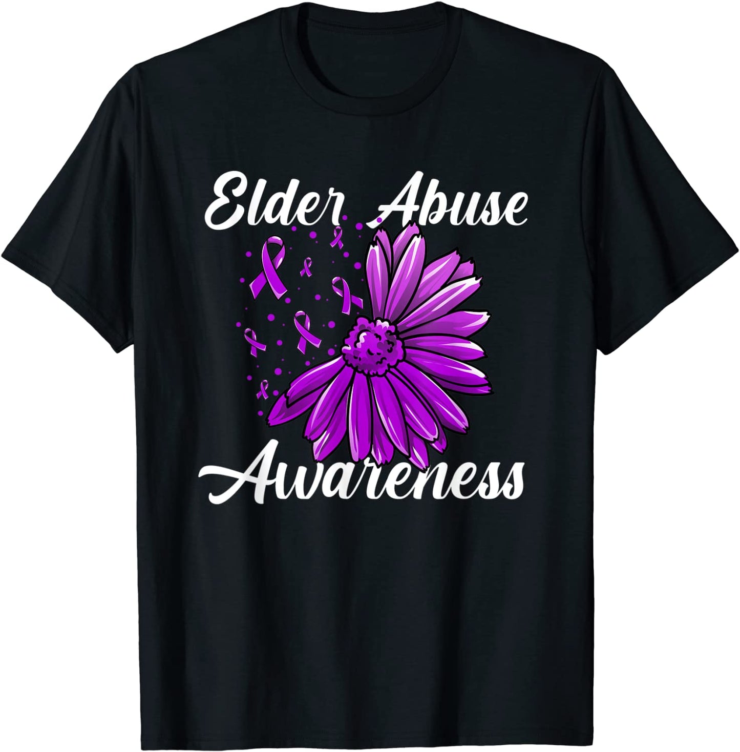 Elder Abuse Awareness Eldery Abuse Related Purple Ribbon T-Shirt