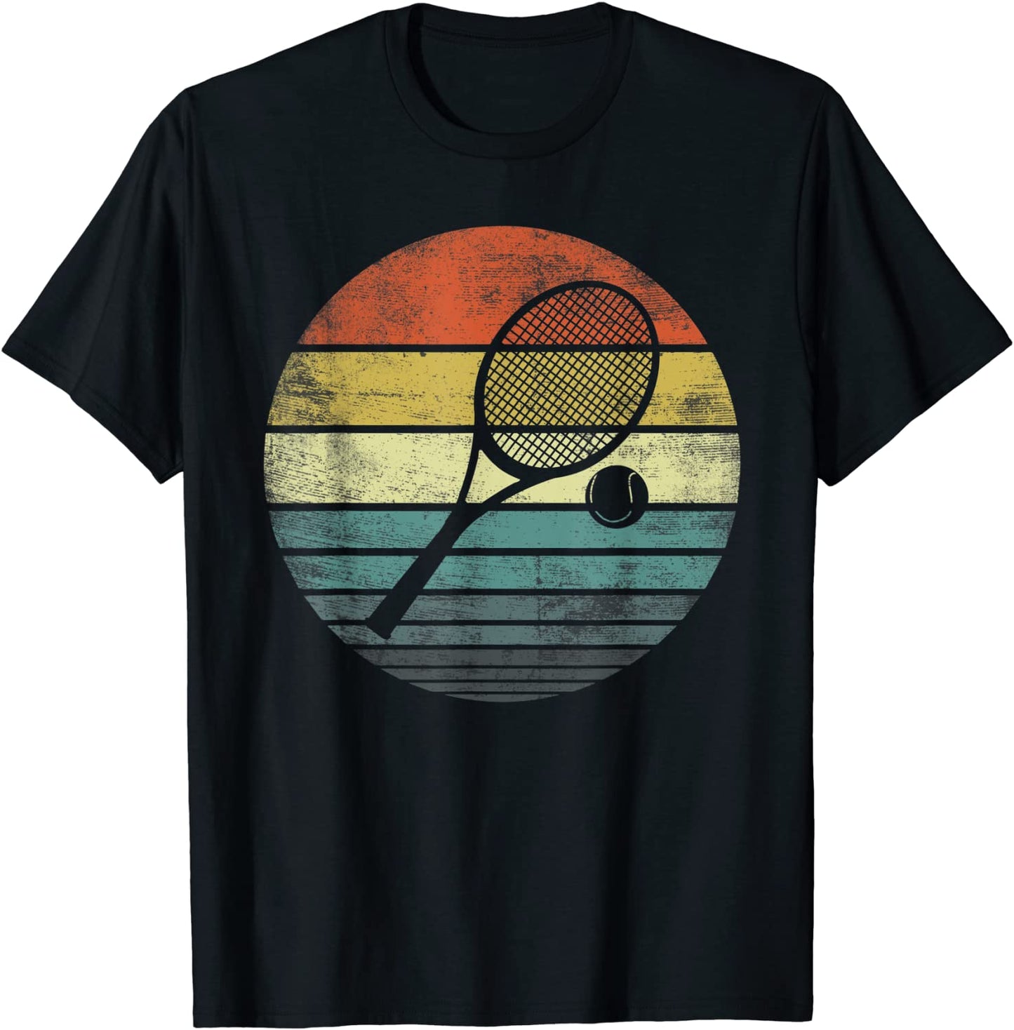 Tennis Player Gifts Retro Sunset Tennis Racquet Ball Coach T-Shirt