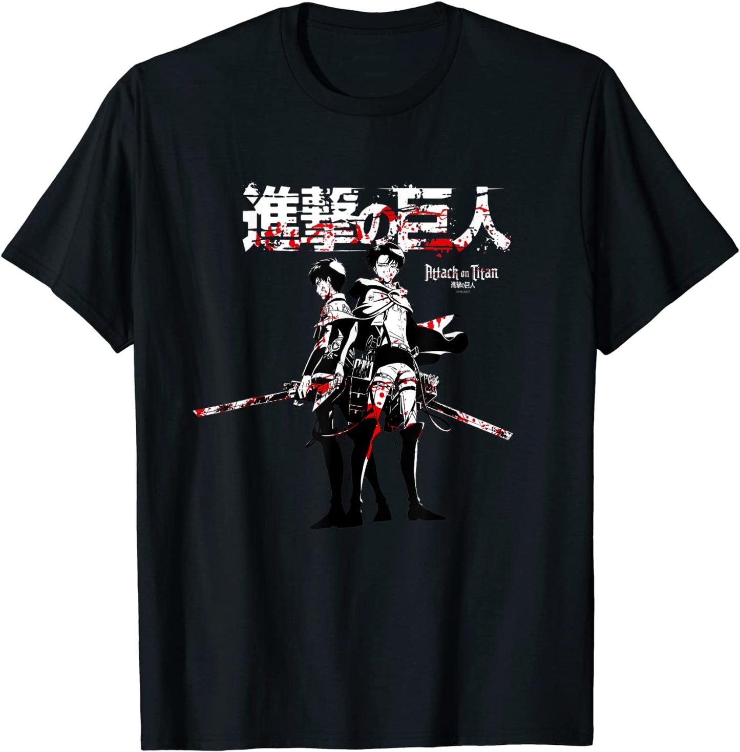 Mens Attack on Titan Levi and Eren Blood T-Shirt