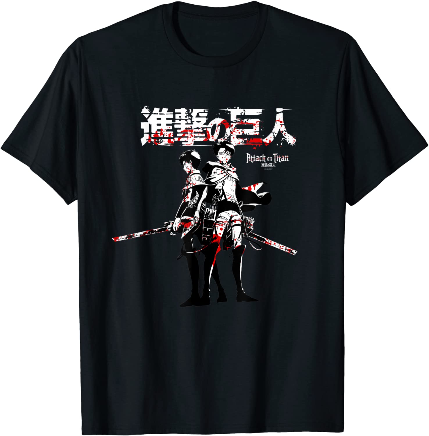Mens Attack on Titan Levi and Eren Blood T-Shirt