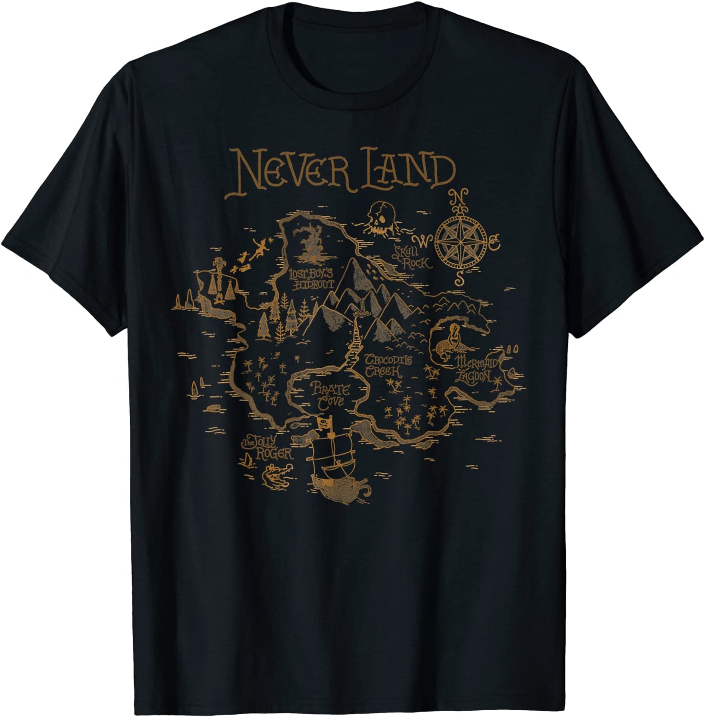 Disney Peter Pan Never Land Map Graphic T-Shirt T-Shirt