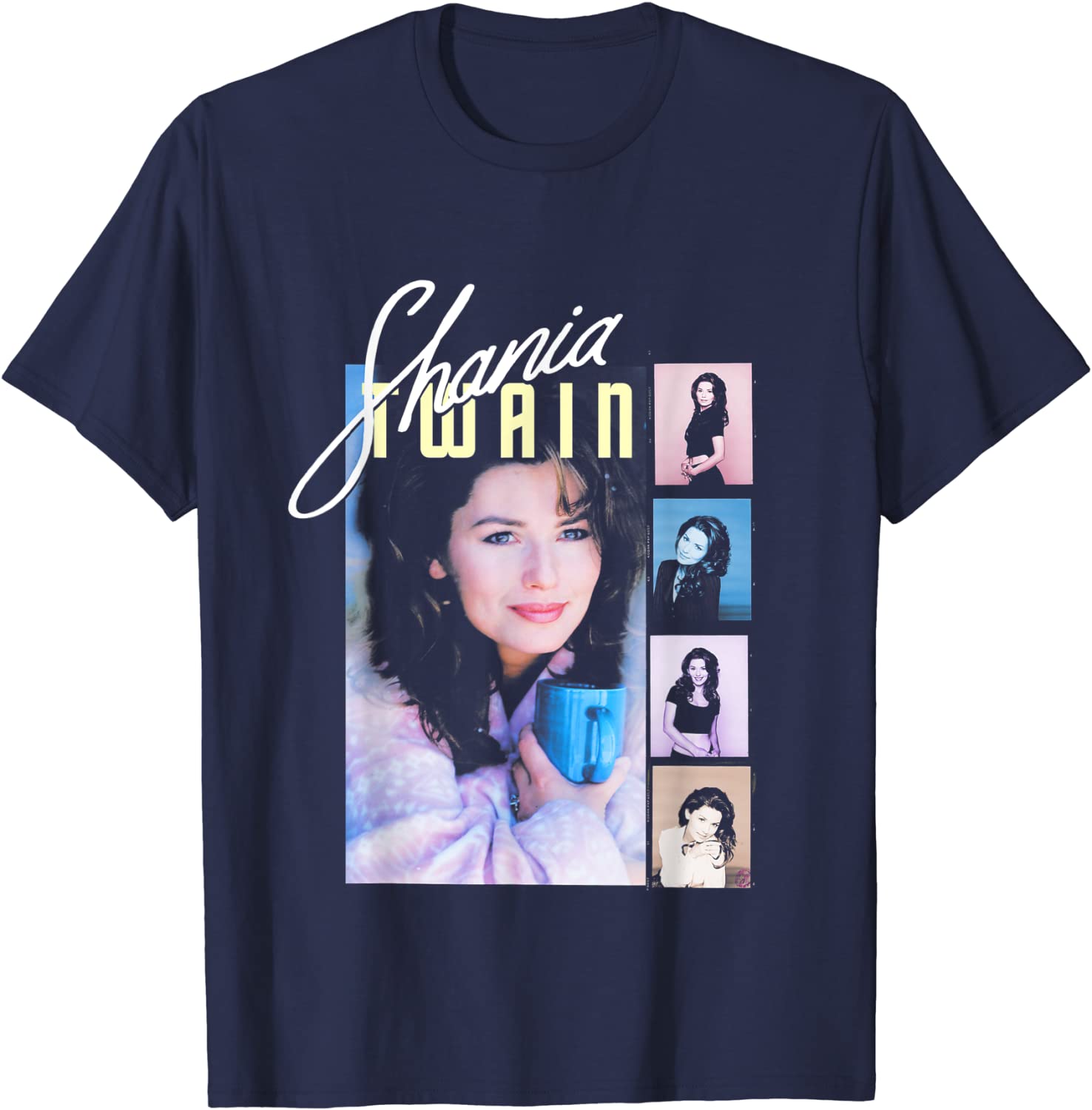 Mens Shania Twain Official Multi Photo Tee T-Shirt