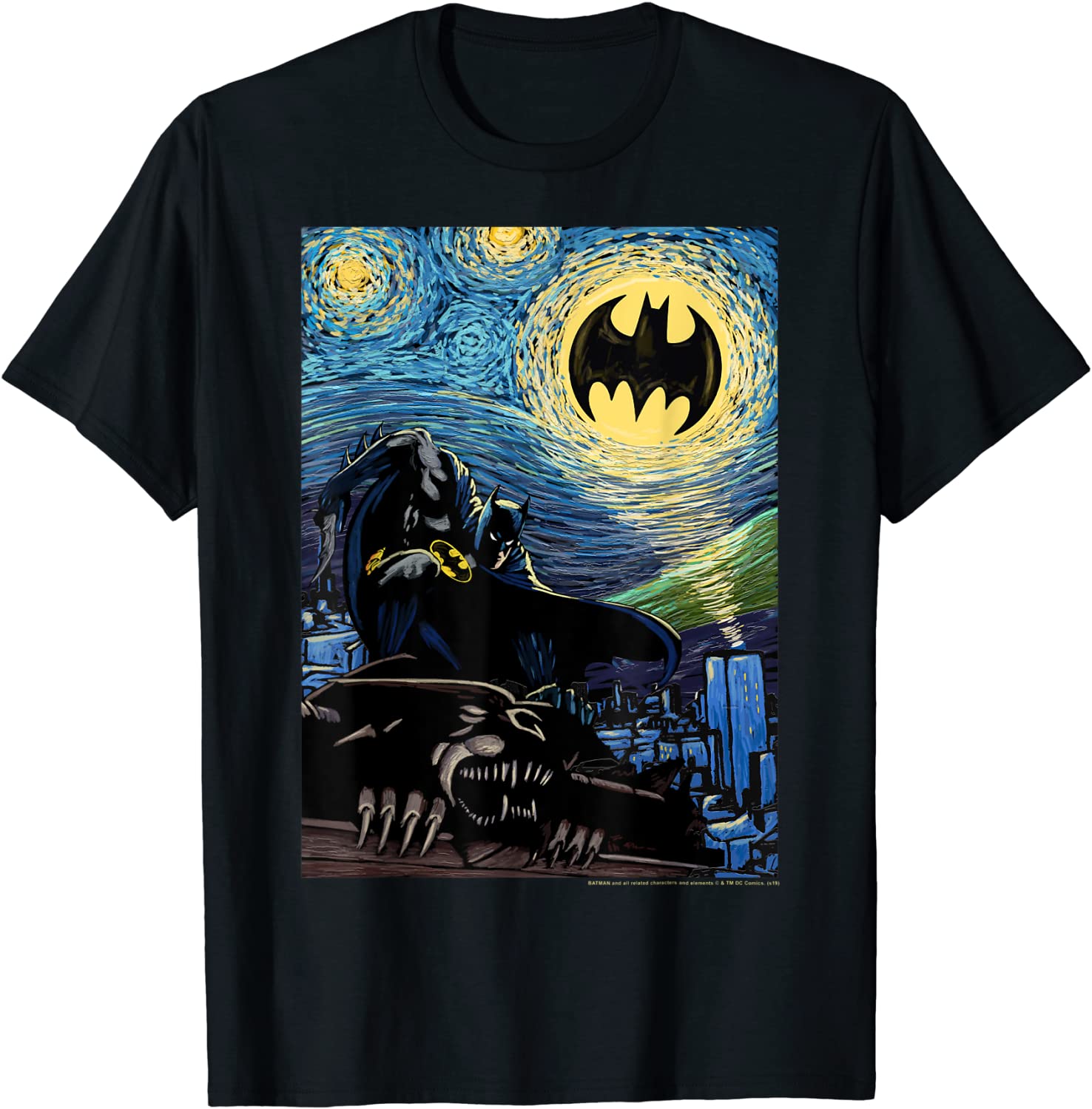 DC Comics Batman Starry Night Style Painting T-Shirt