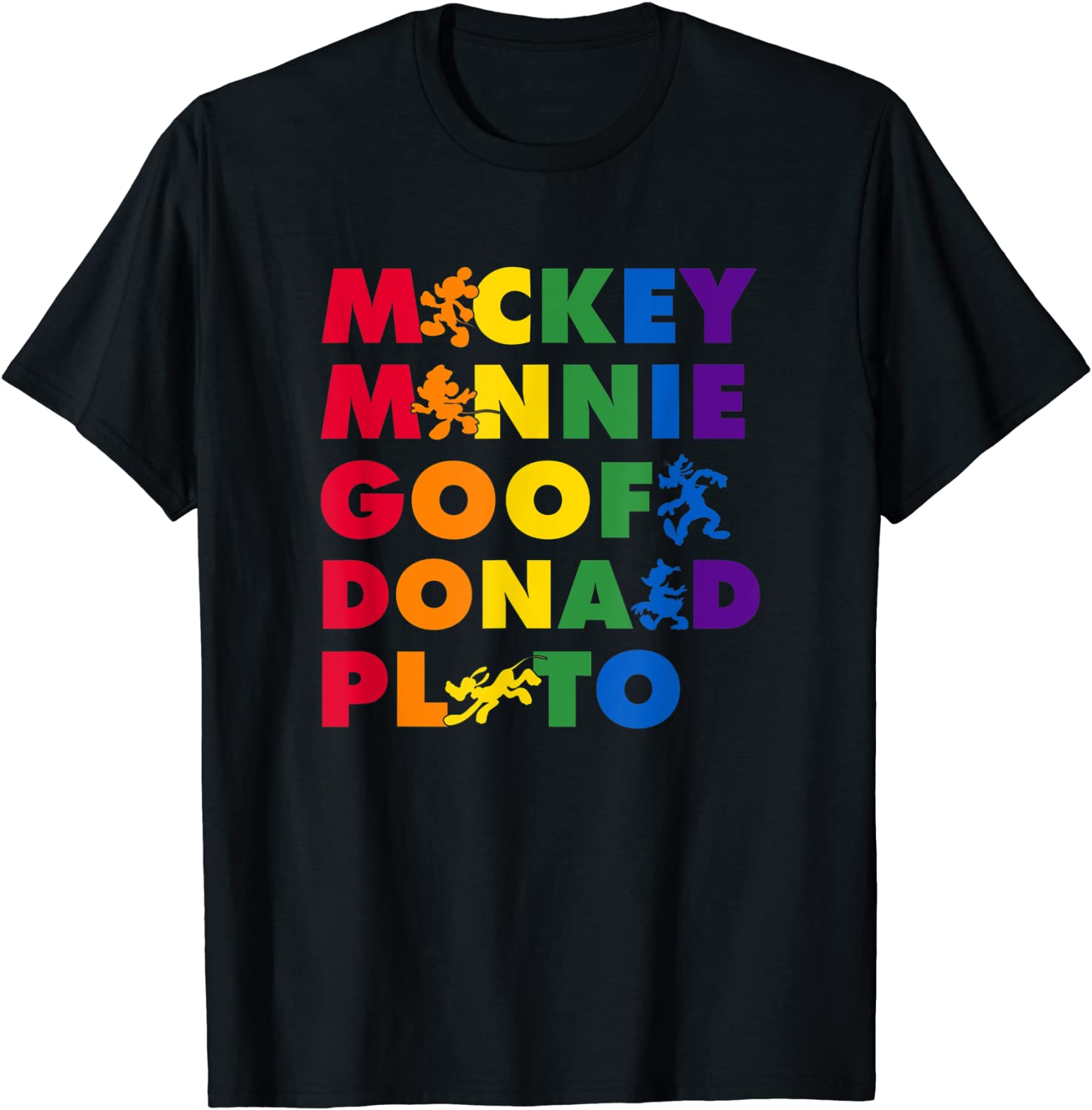 Disney Mickey Friends Name Stack Pride T-Shirt