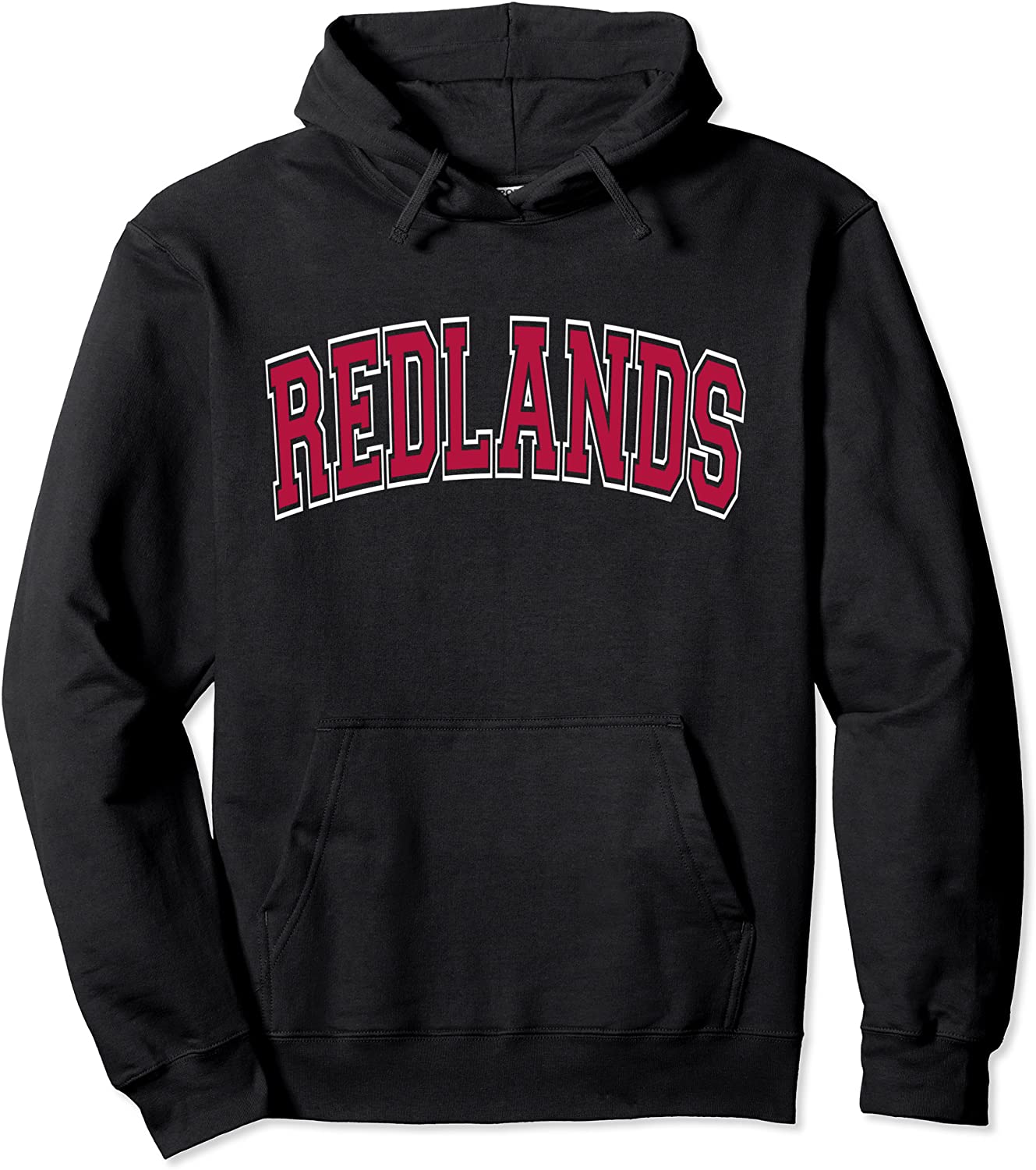 Redlands California CA Varsity Style Red Text Pullover Hoodie