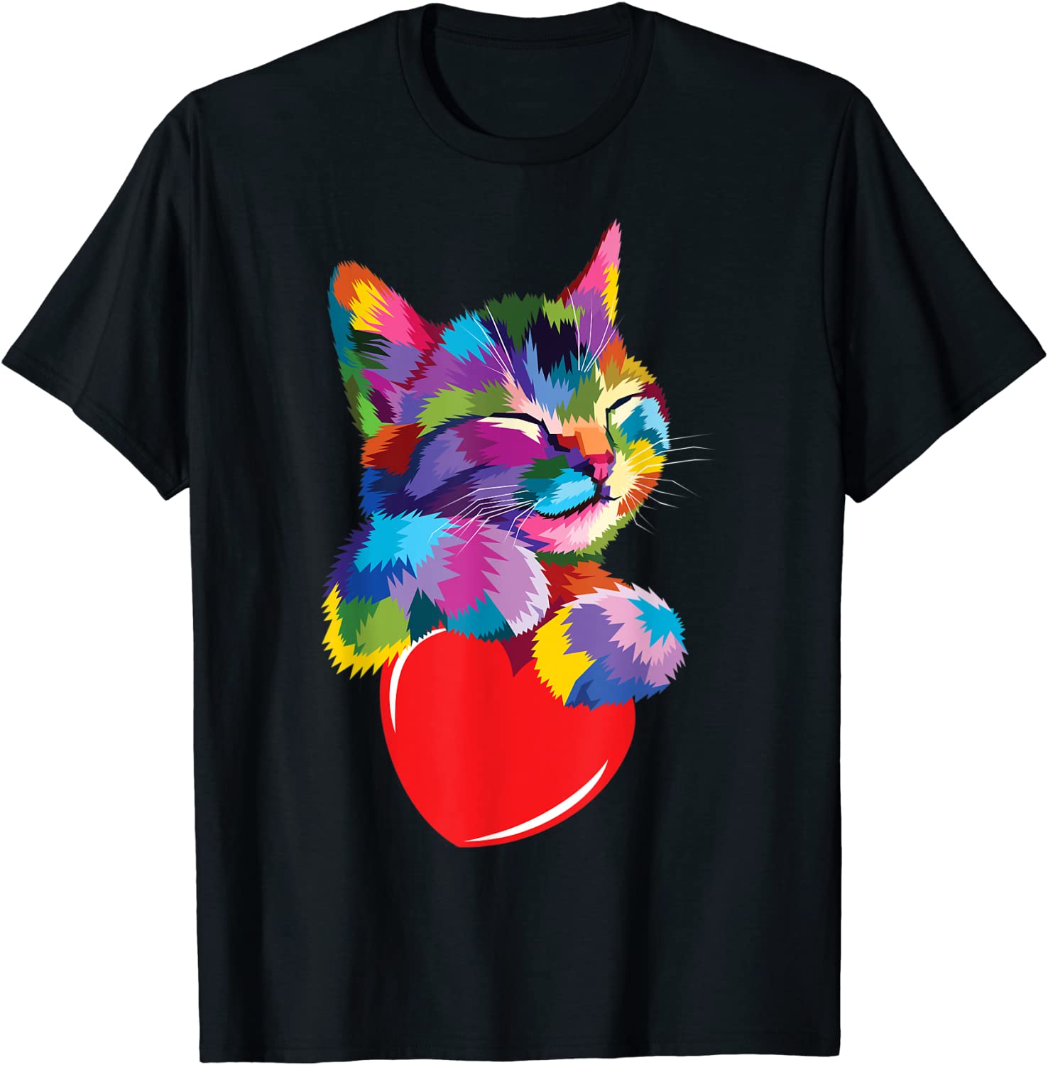 Cute Cat Gift for kitten lovers Colorful Art Kitty Adoption T-Shirt