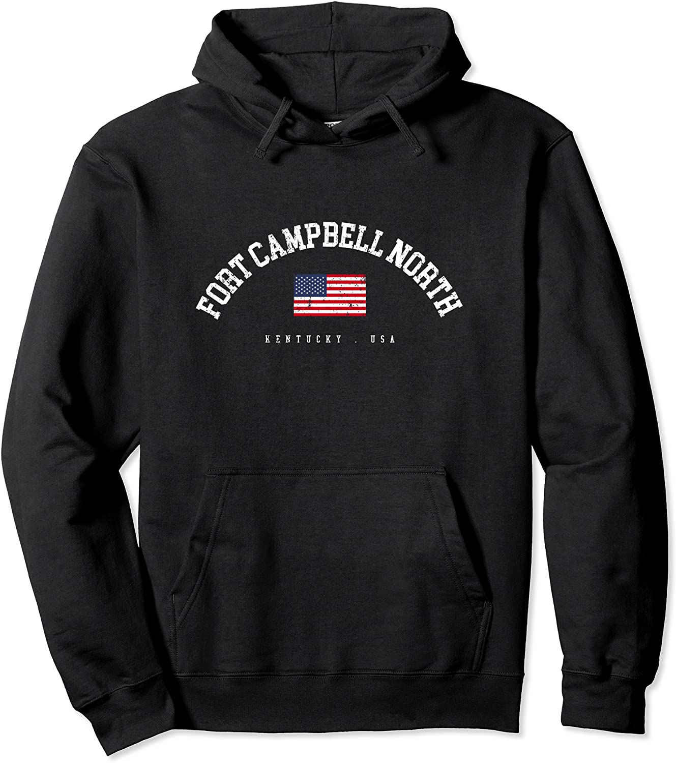 Fort Campbell North KY Retro American Flag USA City Name Pullover Hoodie