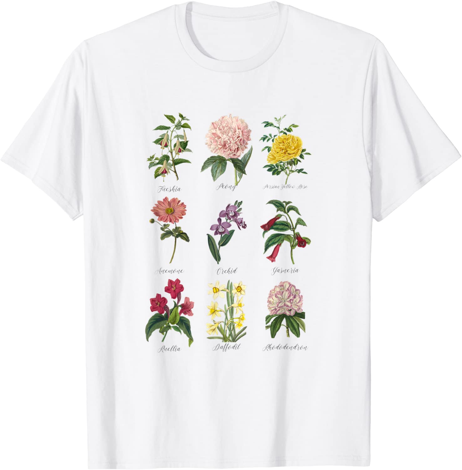 Vintage Botanical Floral Flower T-Shirt T-Shirt