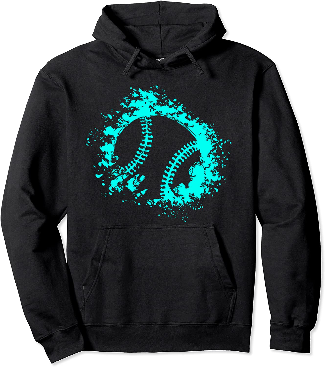 Softball Girls Distressed Ball Teal Black Pullover Hoodie