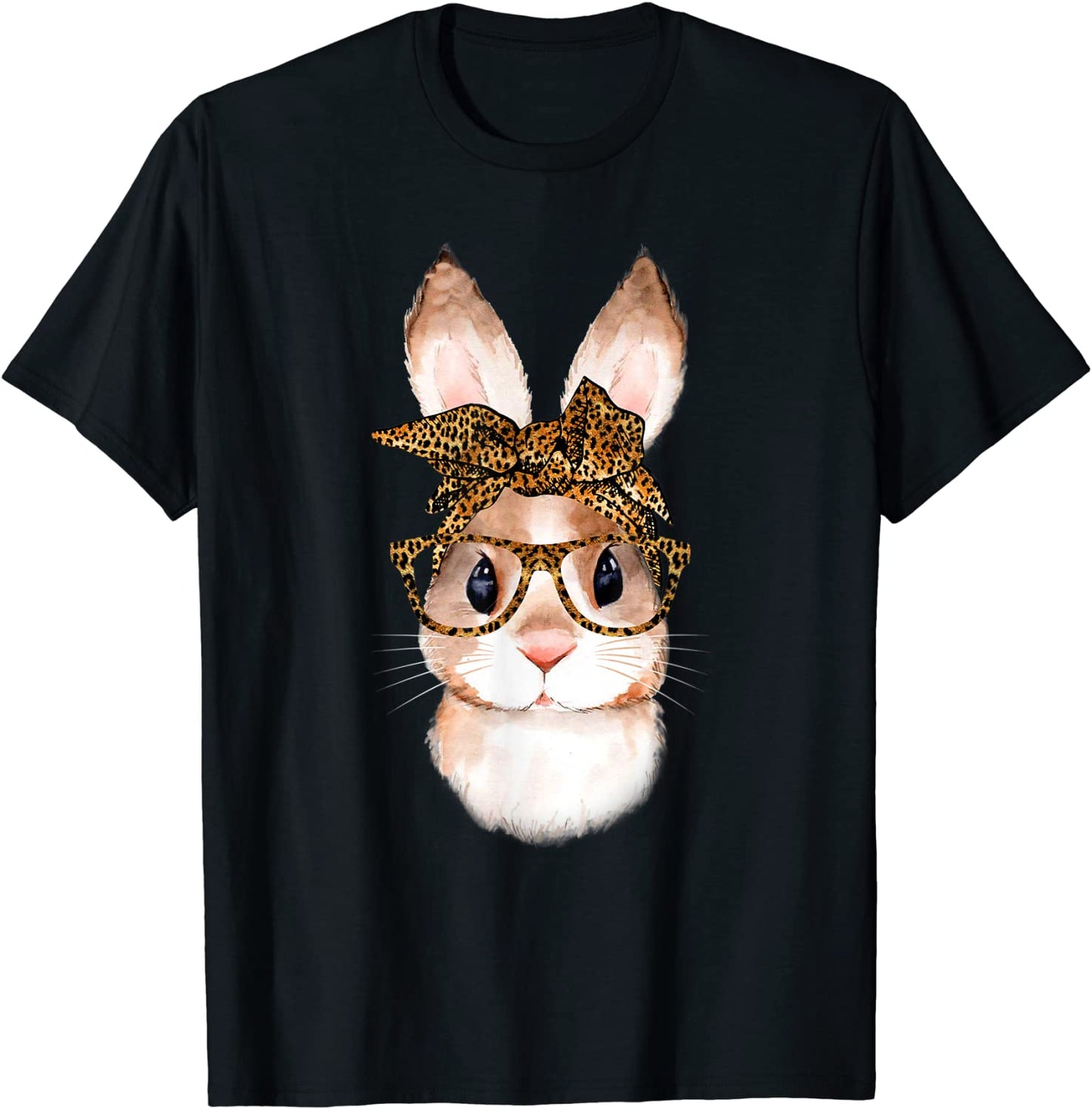 Cute Nerd Easter Bunny Mom Leopard Bandana Rabbit Easter T-Shirt