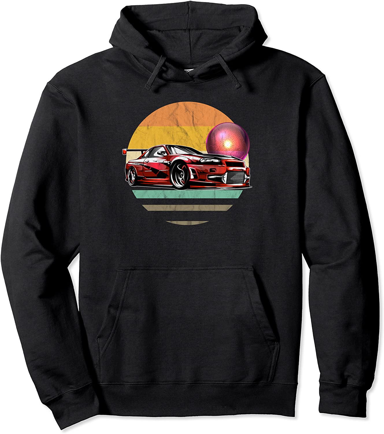 Cool Super Car Rocket Retro Soccer Vintage Sunset Graphic Pullover Hoodie