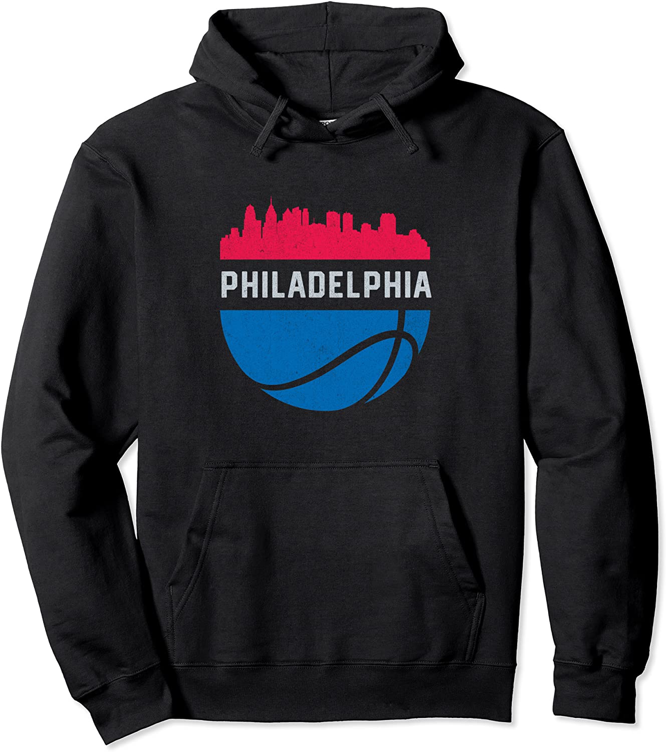 Vintage Philadelphia PA Cityscape Retro Basketball Pullover Hoodie