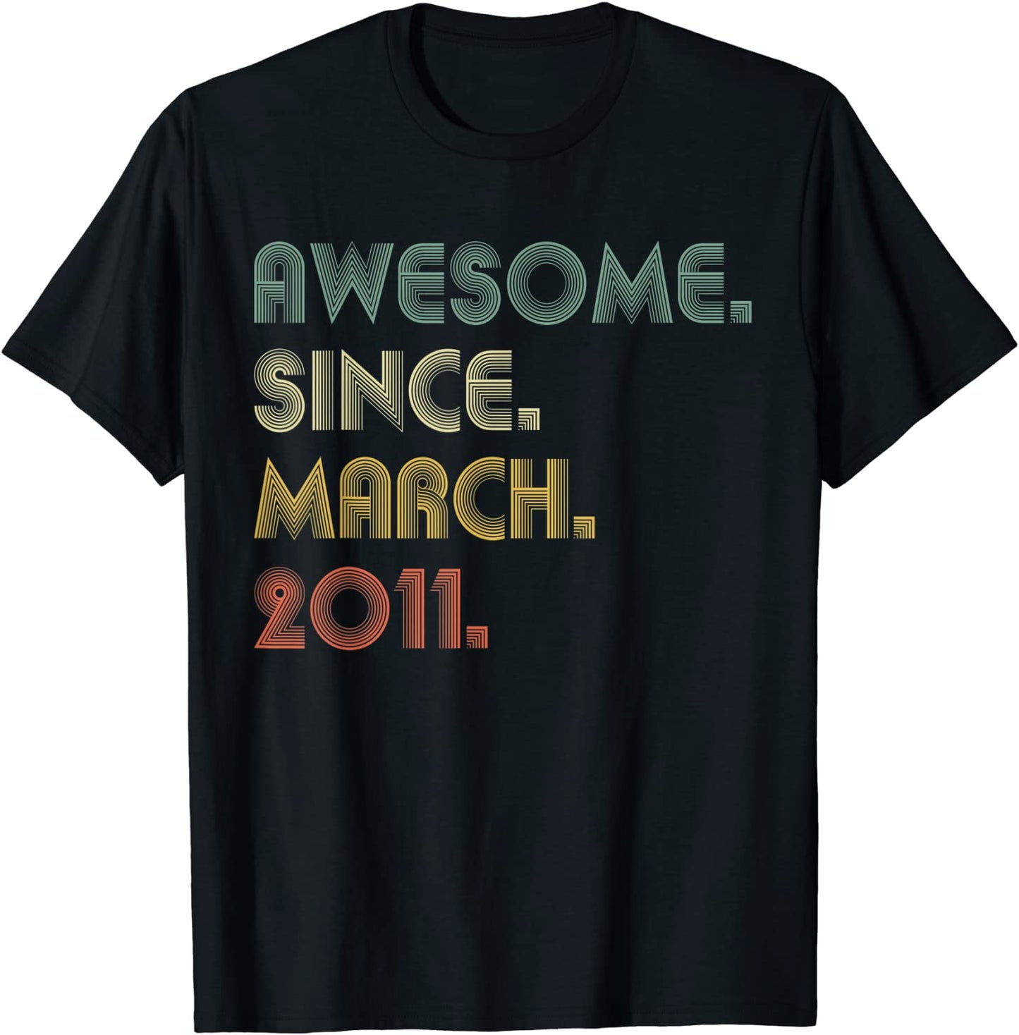 Awesome Since March 2011 10th Birthday Gift 10 Years Old Boy T-Shirt