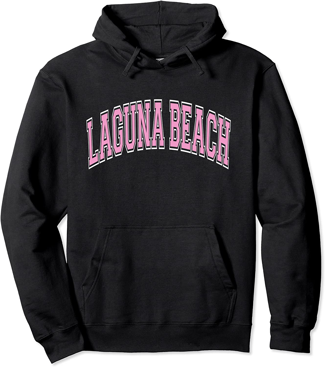 Laguna Beach California CA Varsity Style Pink Text Pullover Hoodie