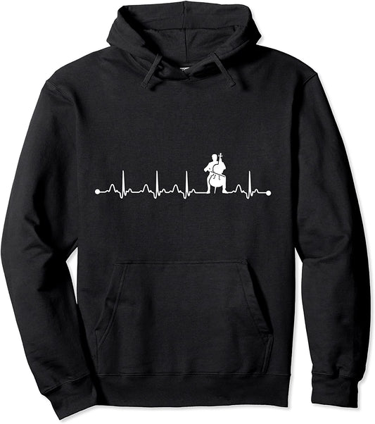 Cello Retro Heartbeat EKG Vintage 80s Style Pullover Hoodie