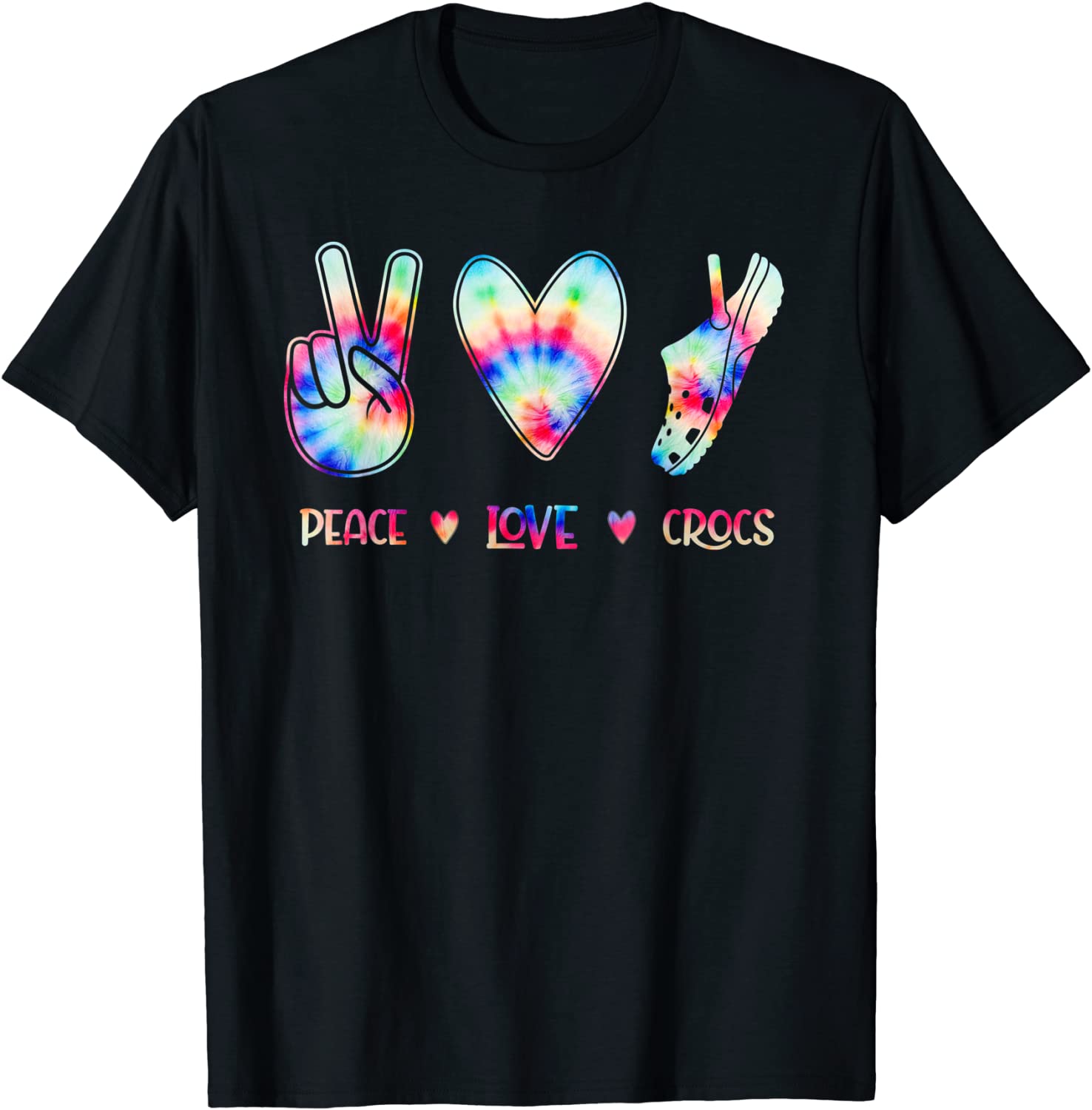 Peace Love Crocs Funny Gift for Family Xmas Pyjama T-Shirt