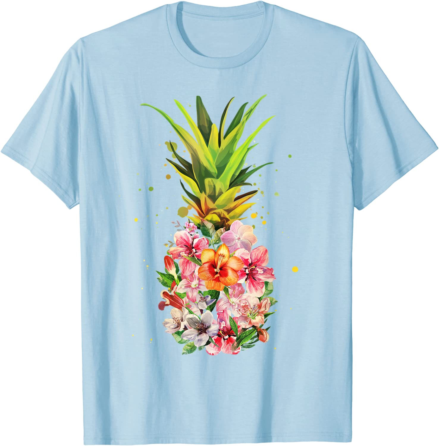 Pineapple Flowers Shirt Women Aloha Hawaii Vintage Hawaiian