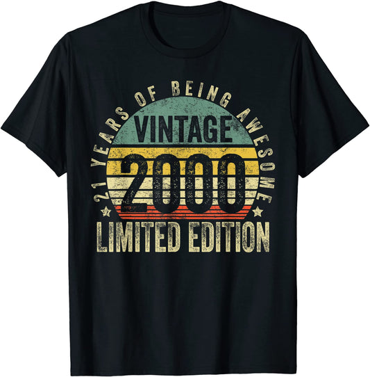 21 Year Old Gifts Vintage 2000 Limited Edition 21st Birthday T-Shirt