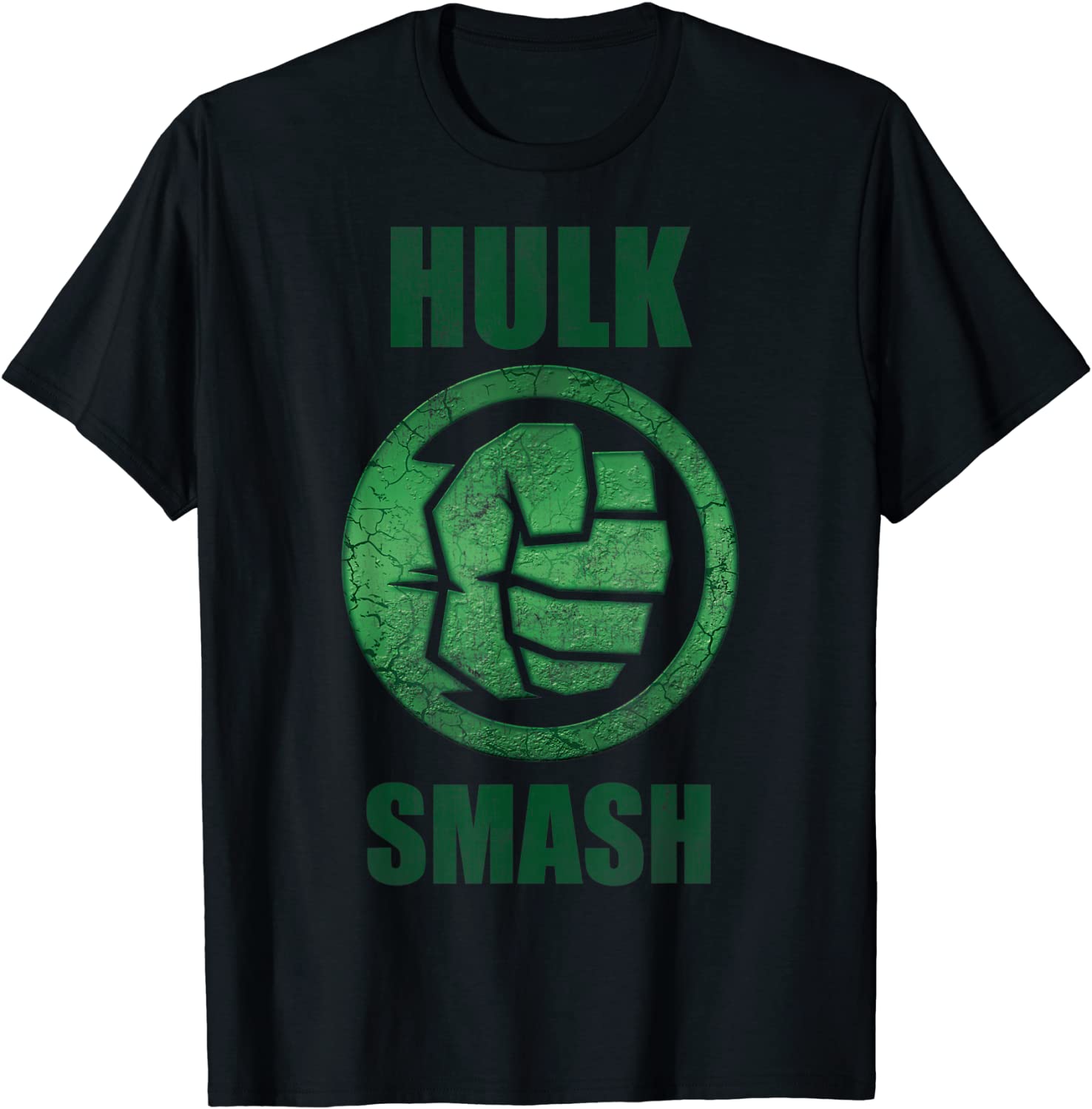 Marvel Hulk Smash Fist Circle Logo Green Stone Poster T-Shirt