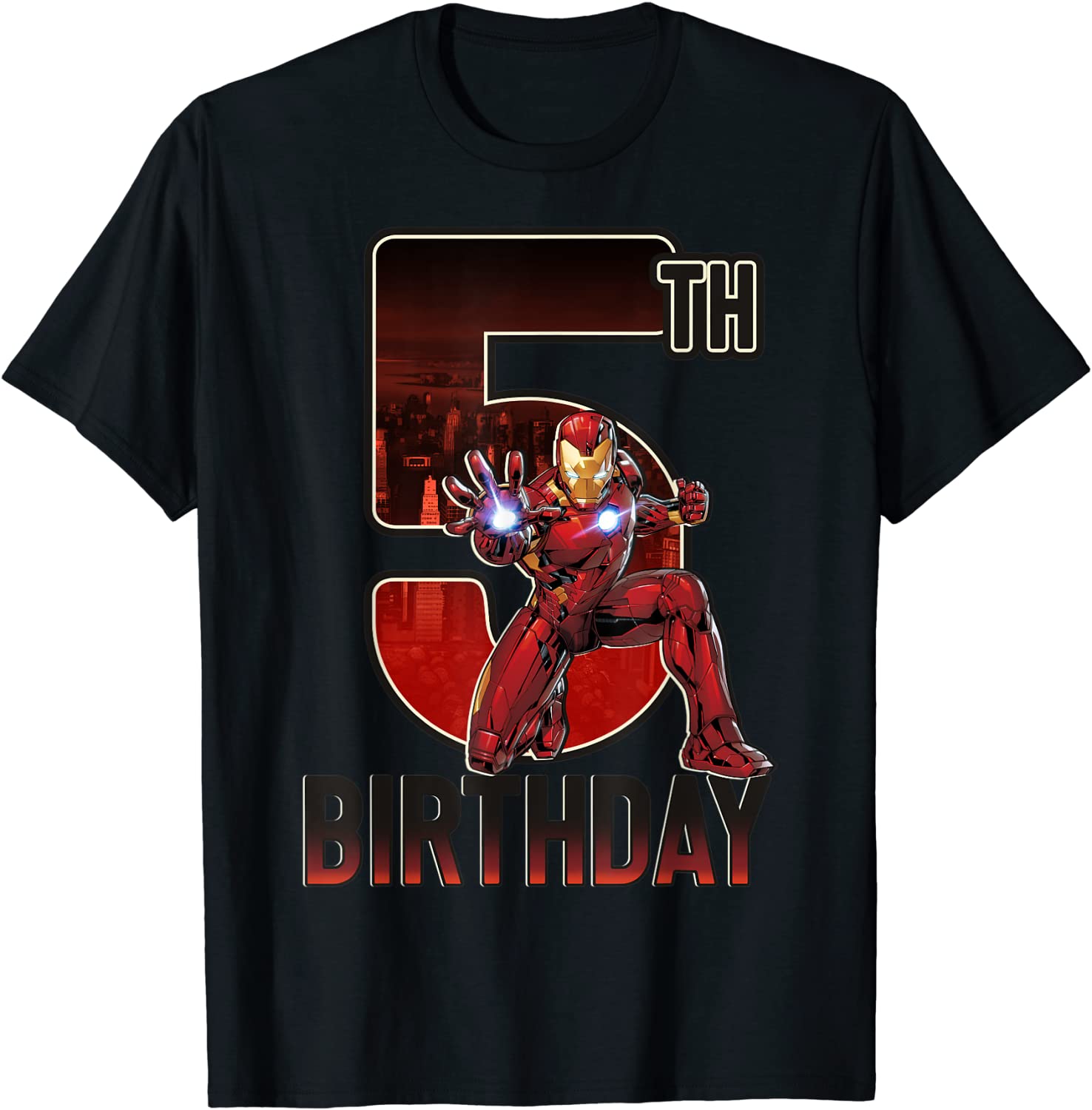 Marvel Iron Man 5th Birthday Action Pose Graphic T-Shirt