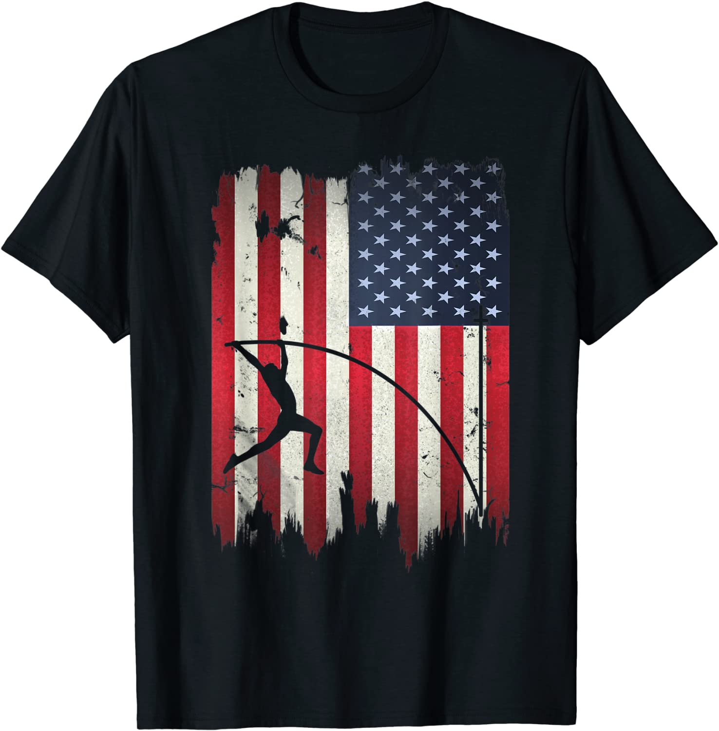 Pole Vault USA American Flag 4th of July Jump Sports Gift T-Shirt