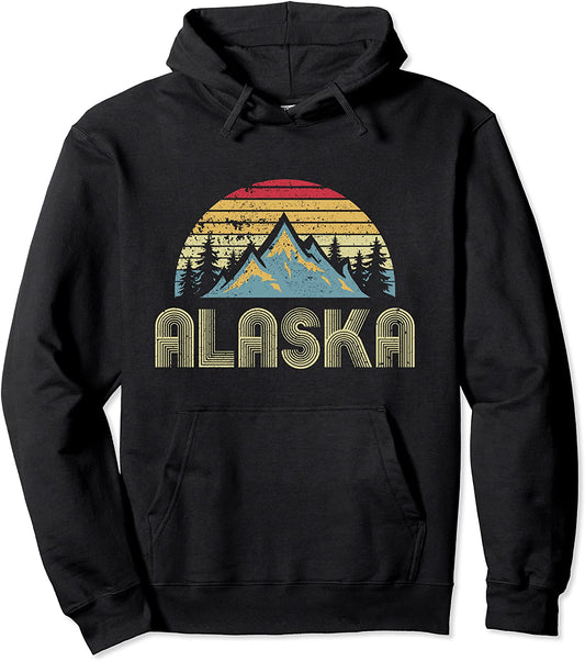 Alaska Retro Vintage Mountains Nature Hiking Hoodie