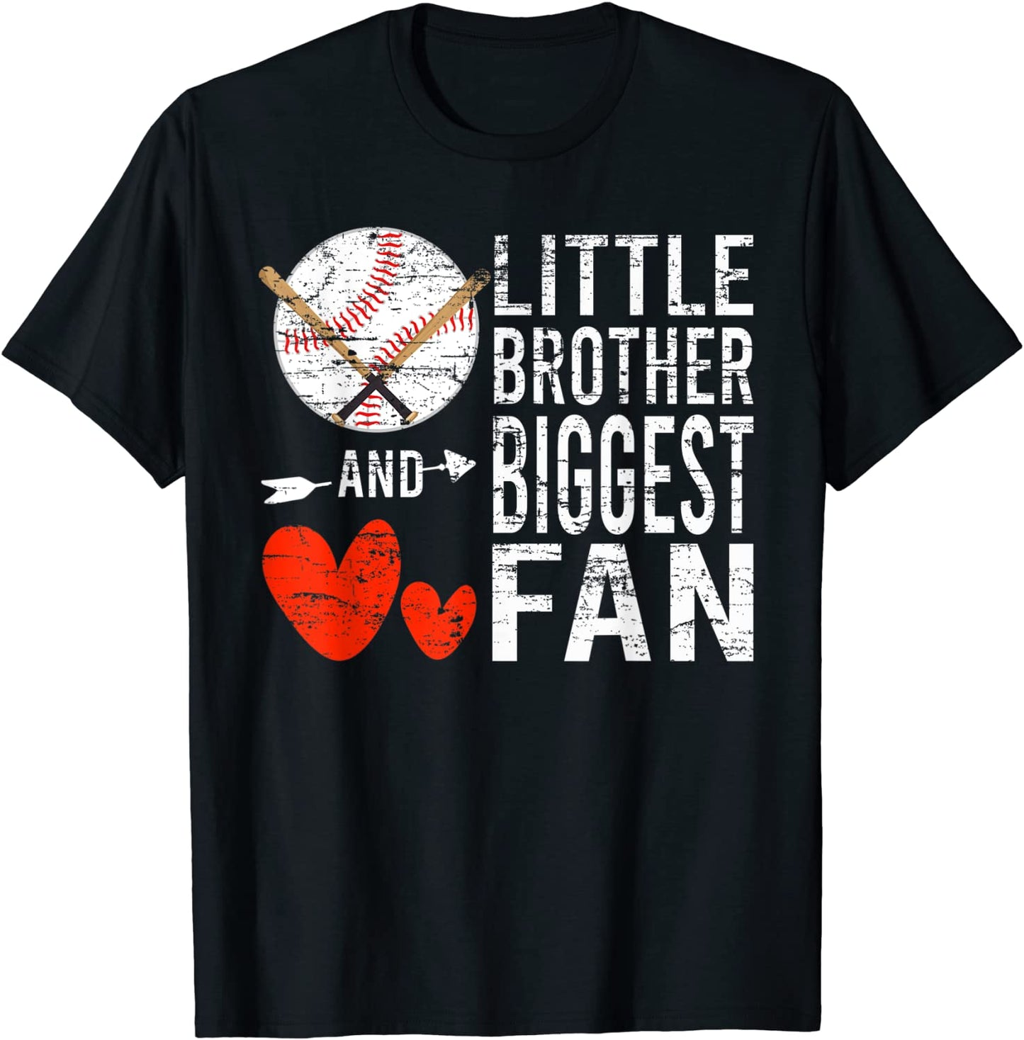 Vintage Little Brother And Biggest Fan Sport Baseball Player T-Shirt