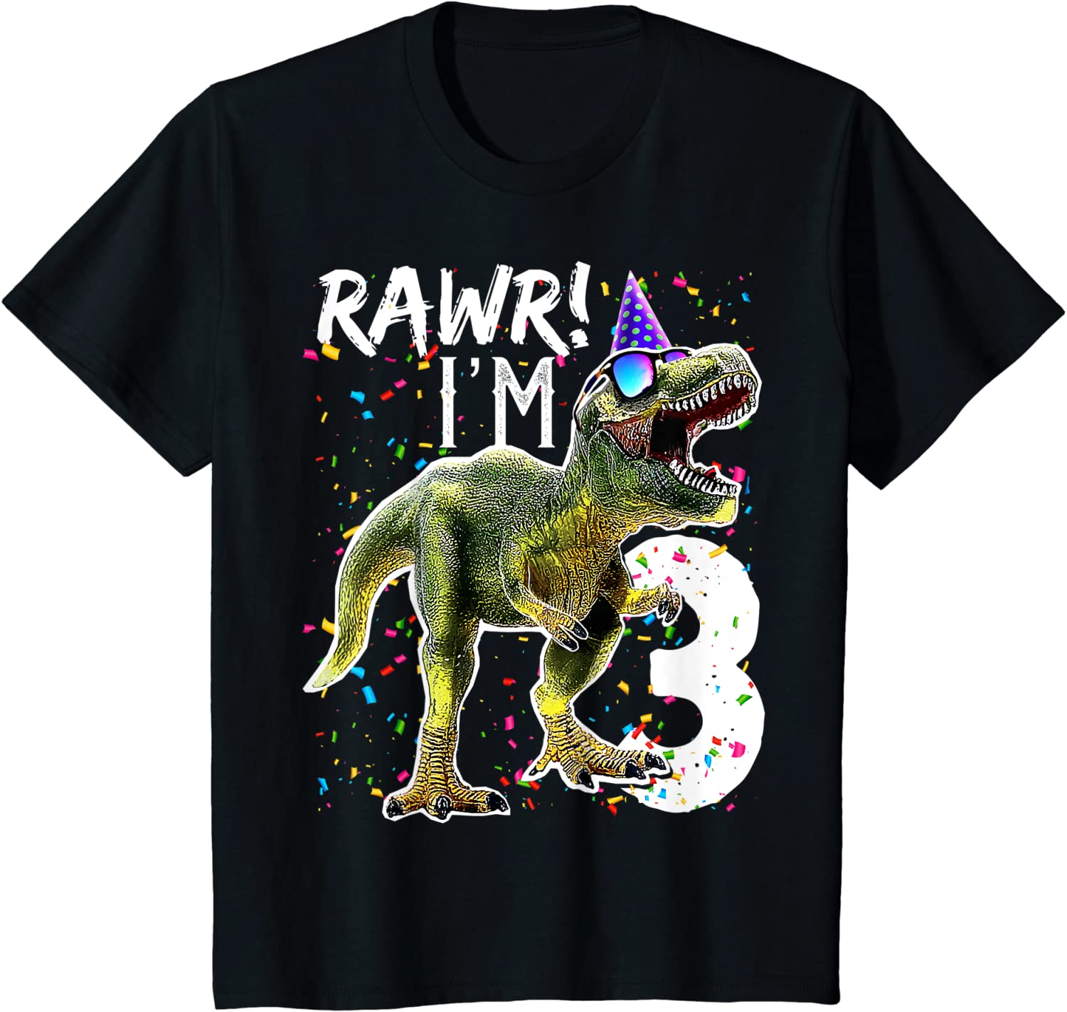 Kids Rawr Im 3 3rd Birthday T Rex Dinosaur Party Gift for Boys T-Shirt