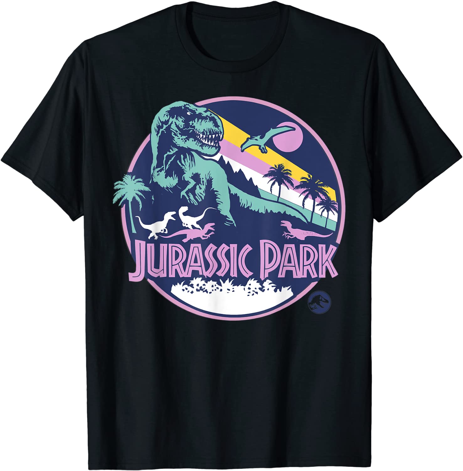 Jurassic Park Purple Retro Dinosaur Scene Graphic T-Shirt