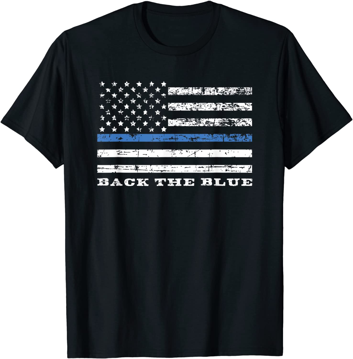 Back the Blue Thin Blue Line American Flag Police Support T-Shirt