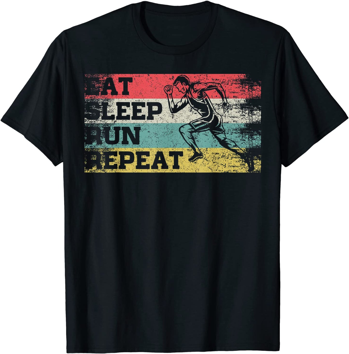 Vintage Retro Eat Sleep Run Repeat Funny Running Runner Gift T-Shirt