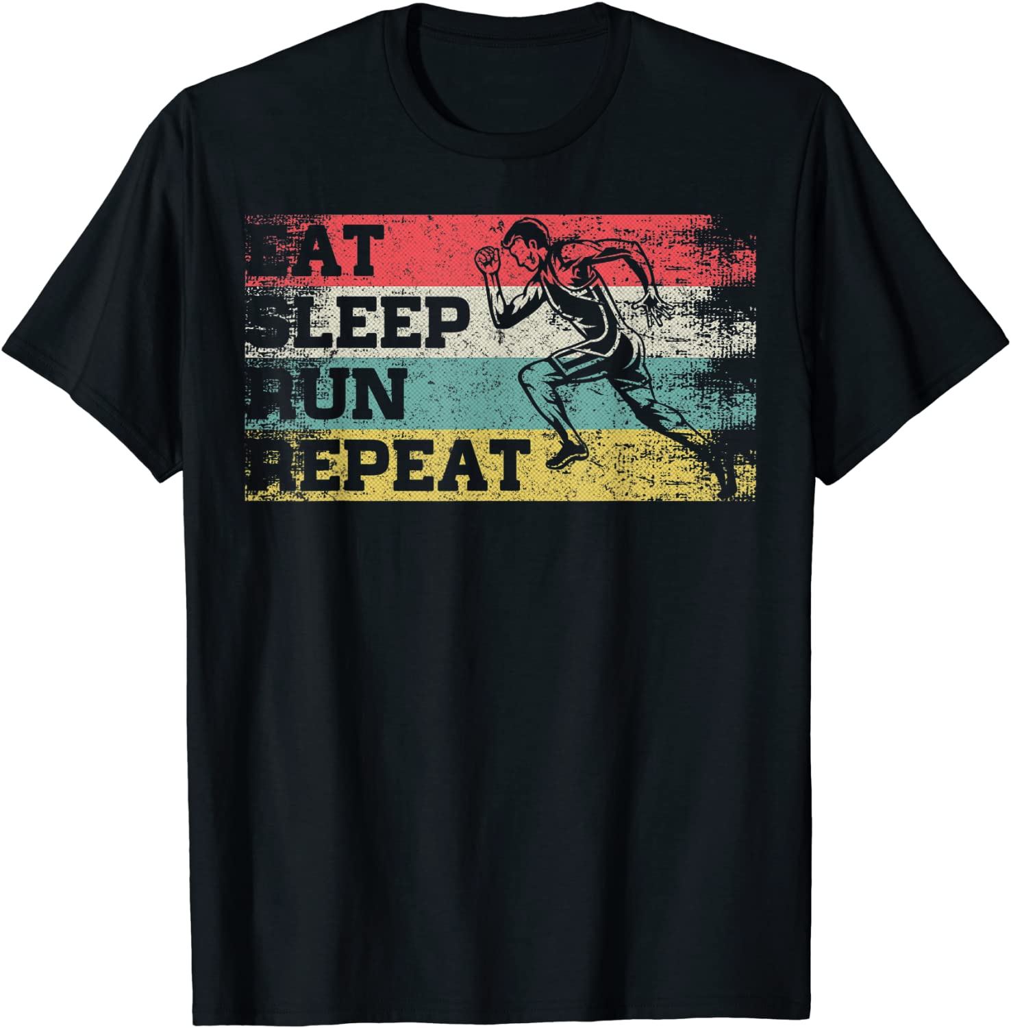 Vintage Retro Eat Sleep Run Repeat Funny Running Runner Gift T-Shirt