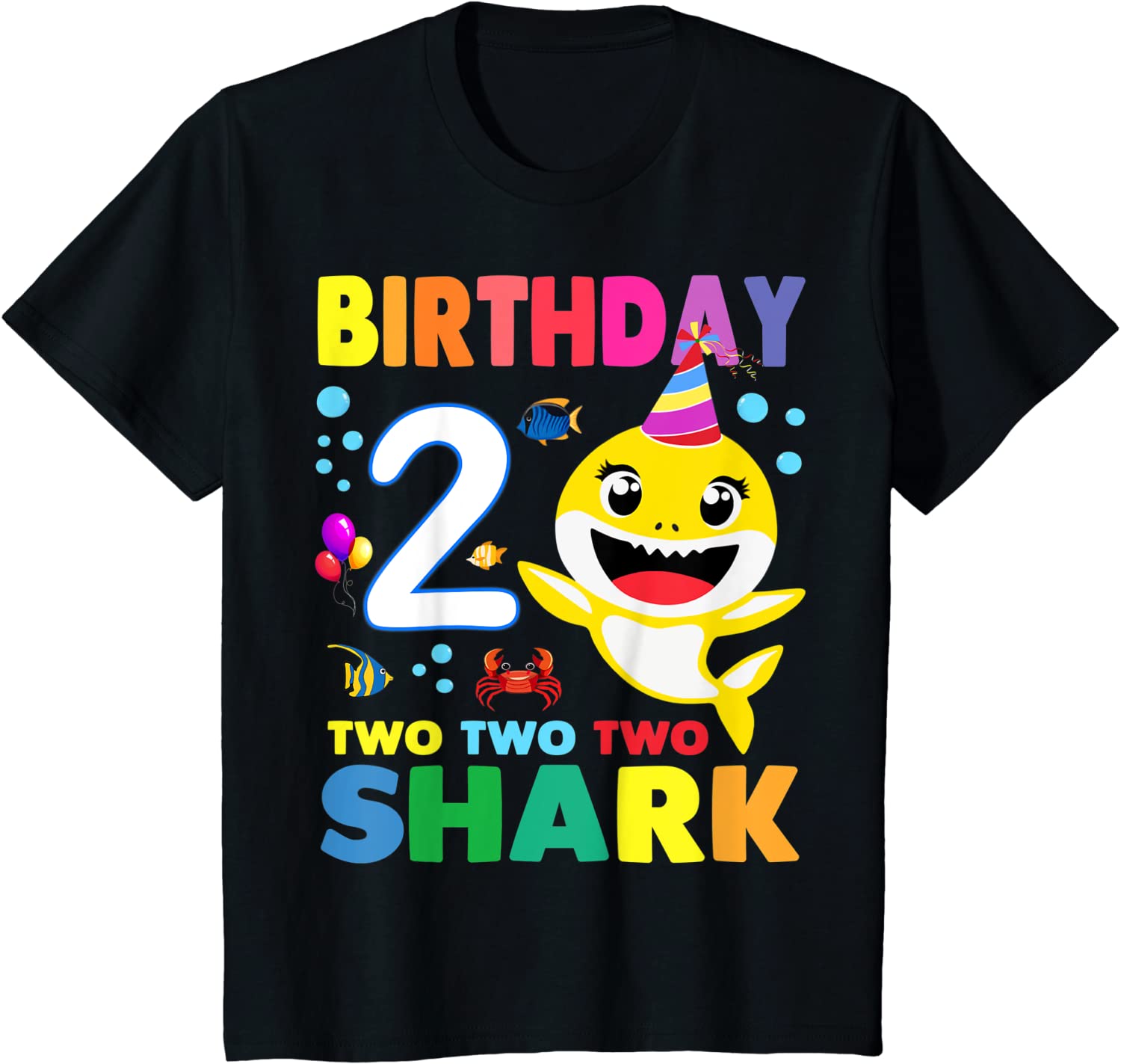 Kids Baby Shark Shirt 2nd Birthday Boy Girl Two 2 Year Old Gift T-Shirt