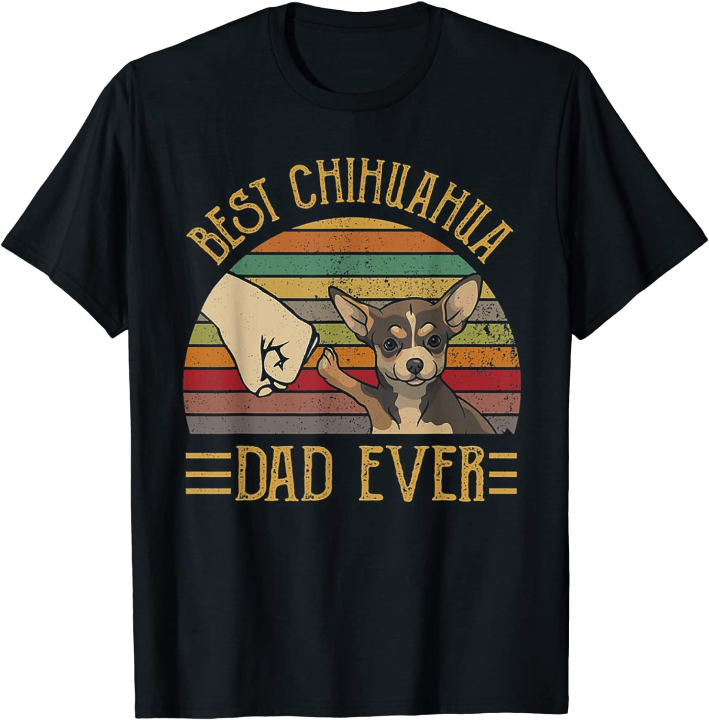 Best Chihuahua Dad Ever Retro Vintage Sunset T-Shirt