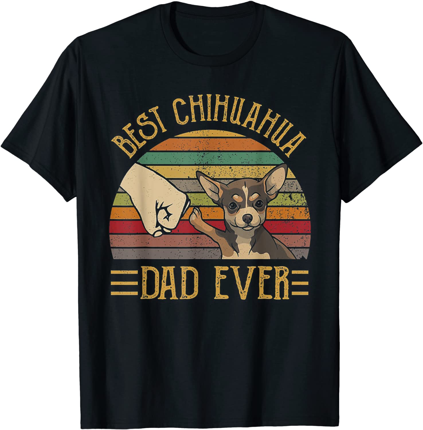 Best Chihuahua Dad Ever Retro Vintage Sunset T-Shirt