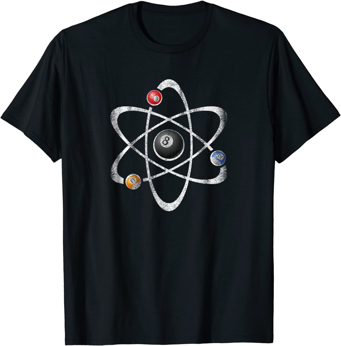 Billiards Pool Hall Sport T-Shirt Atom Science Vintage Retro