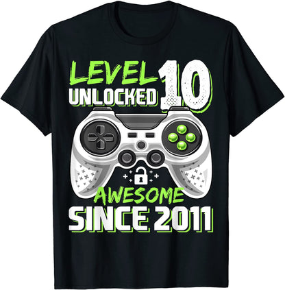 Level 10 Unlocked Awesome 2011 Video Game 10th Birthday Gift T-Shirt