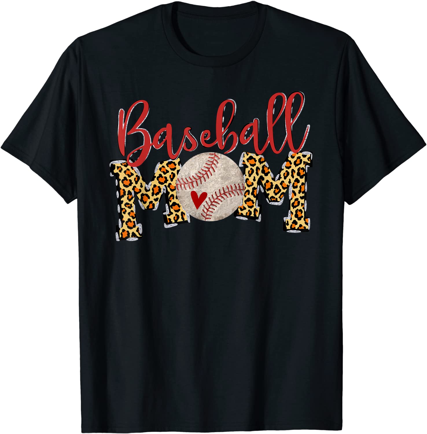 Baseball Mom Leopard Funny Softball Mom Mothers Day 2021 T-Shirt
