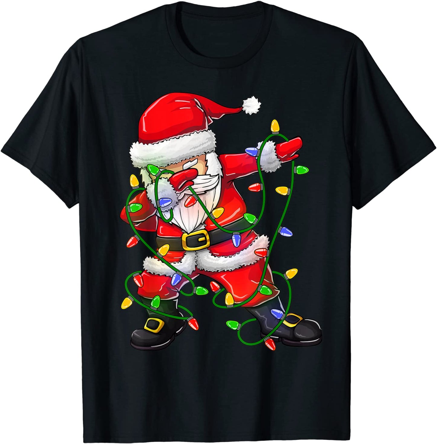 Dabbing Santa Shirt for Boys Girls Christmas Tree Lights T-Shirt