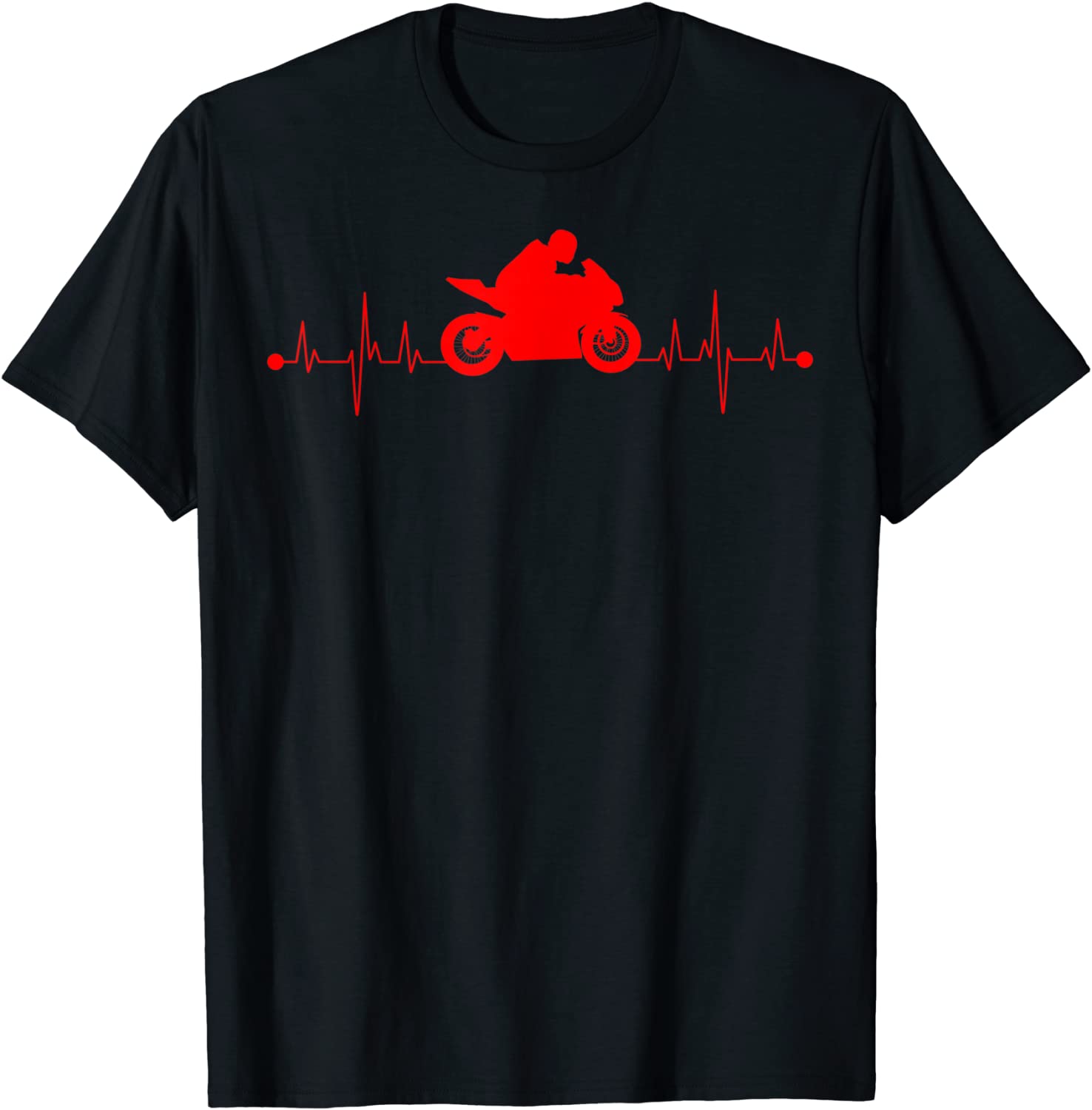 Funny Sportbike Gift Men Women Motorcycle Riders Heartbeat T-Shirt