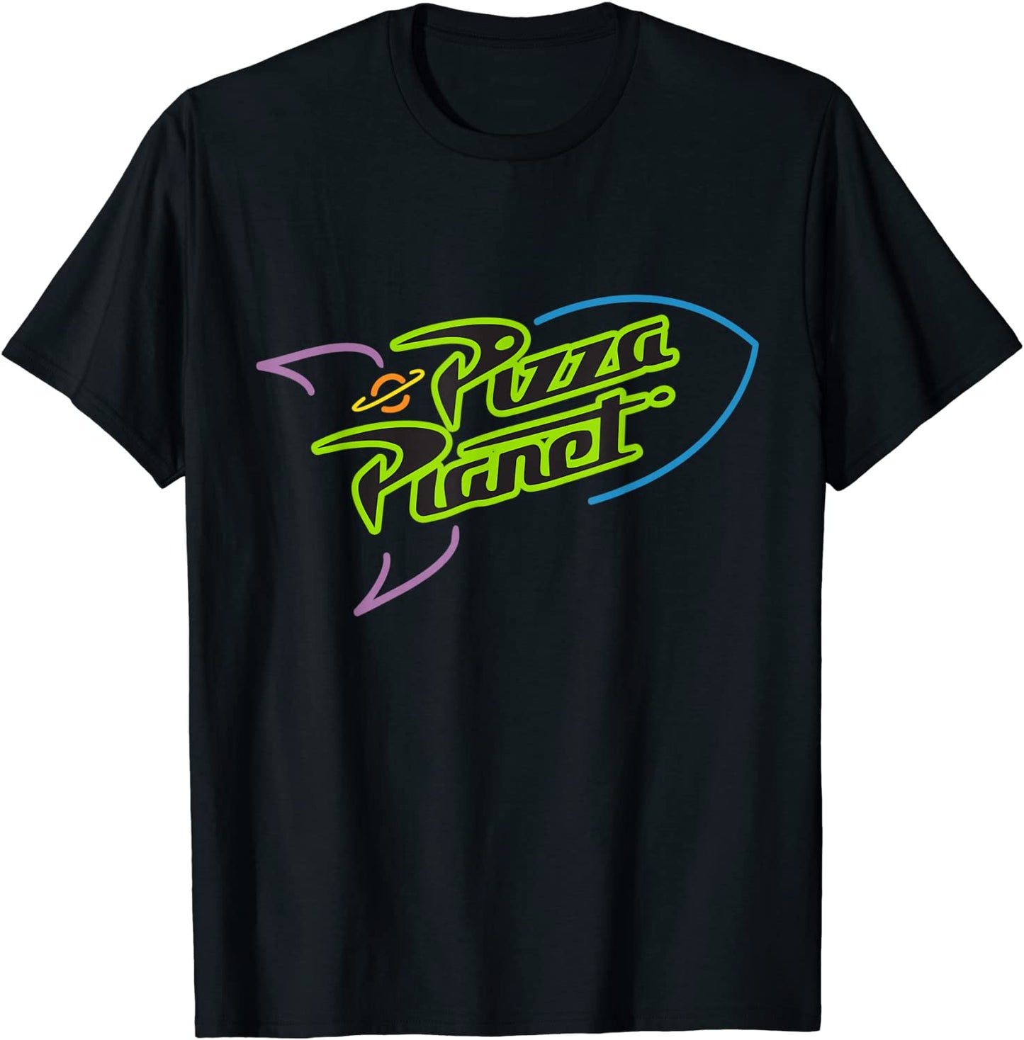 Disney Pixar Toy Story Pizza Planet Rocket Ship Neon T-Shirt